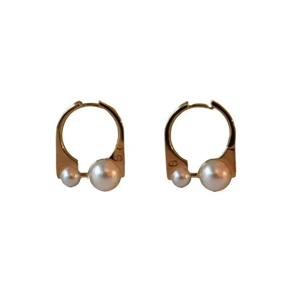 Dior Tribales New Look Pearl Stud Earrings Gold - Picture 3 of 3